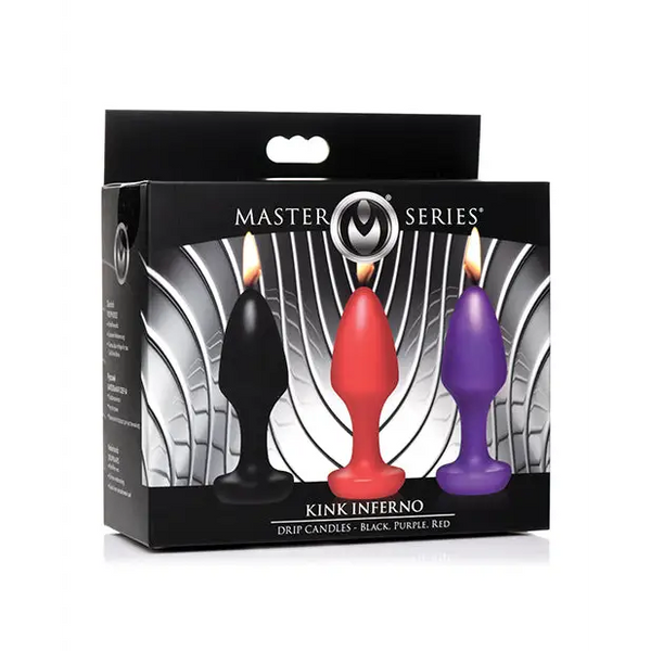 Master Series Kink Inferno Butt Plug Candles - Black/Purple/Red - Setting The Mood