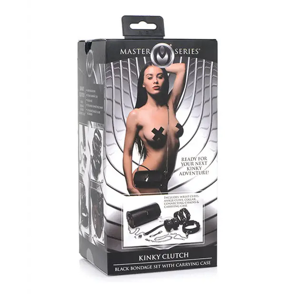 Master Series Kinky Clutch Black Bondage Set w/Carrying Case - Bondage Blindfolds & Restraints
