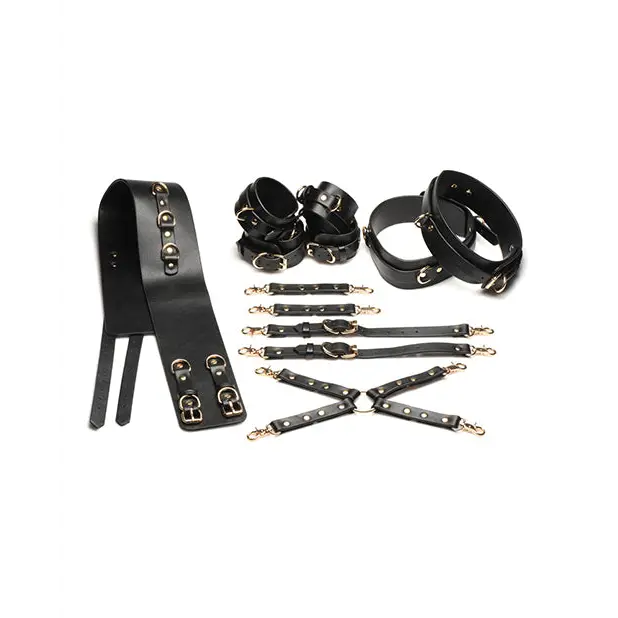 Master Series Tied Temptress Thigh Harness w/Hog Tie Connector - Black - Bondage Blindfolds & Restraints