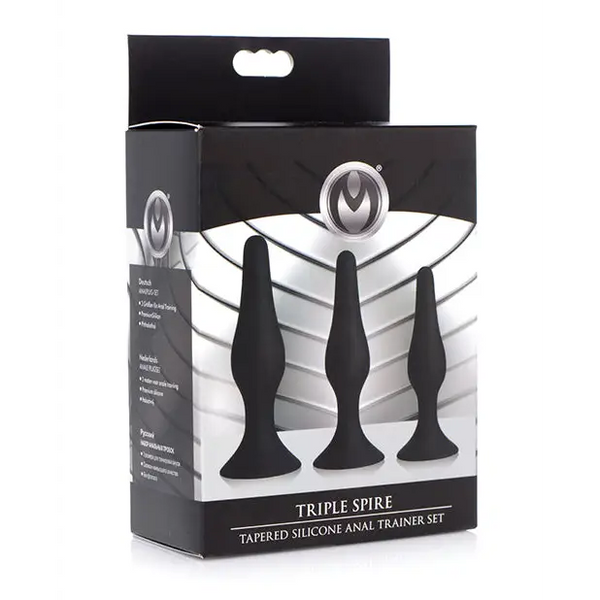 Master Series Triple Tapered Silicone Anal Trainer - Black Set of 3 - Anal Products