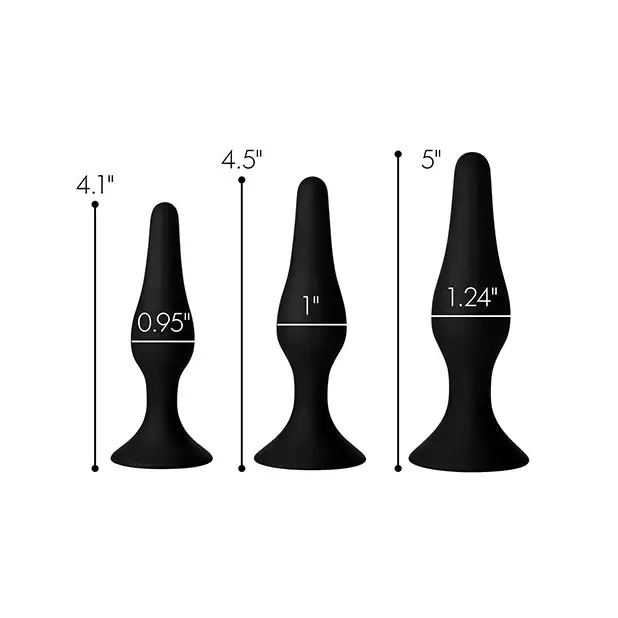 Master Series Triple Tapered Silicone Anal Trainer - Black Set of 3 - Anal Products