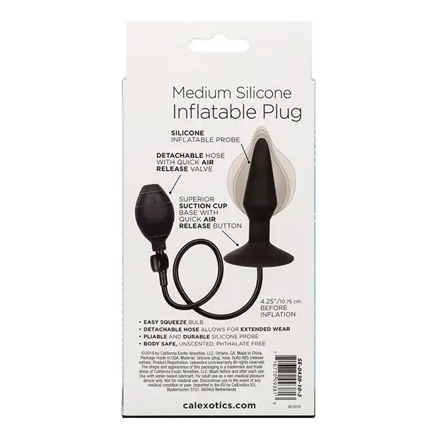 Medium Silicone Inflatable Plug - Black - Anal Products