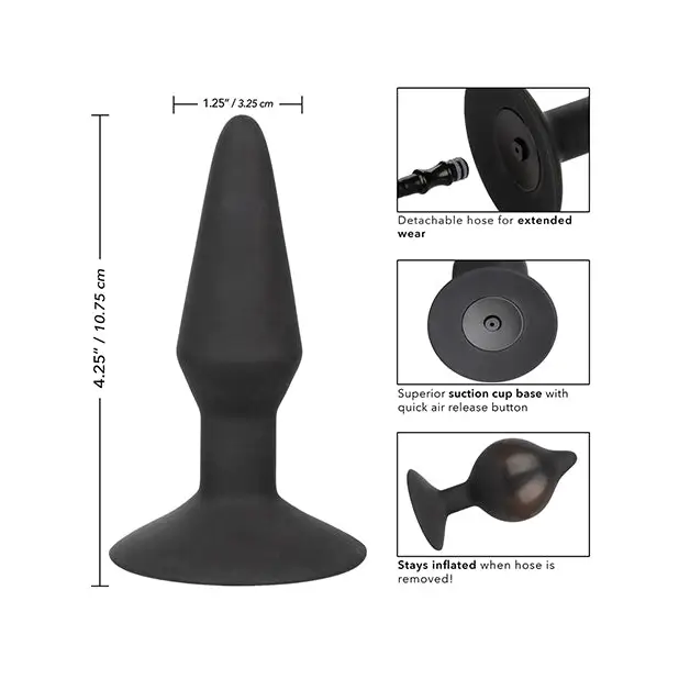 Medium Silicone Inflatable Plug - Black - Anal Products