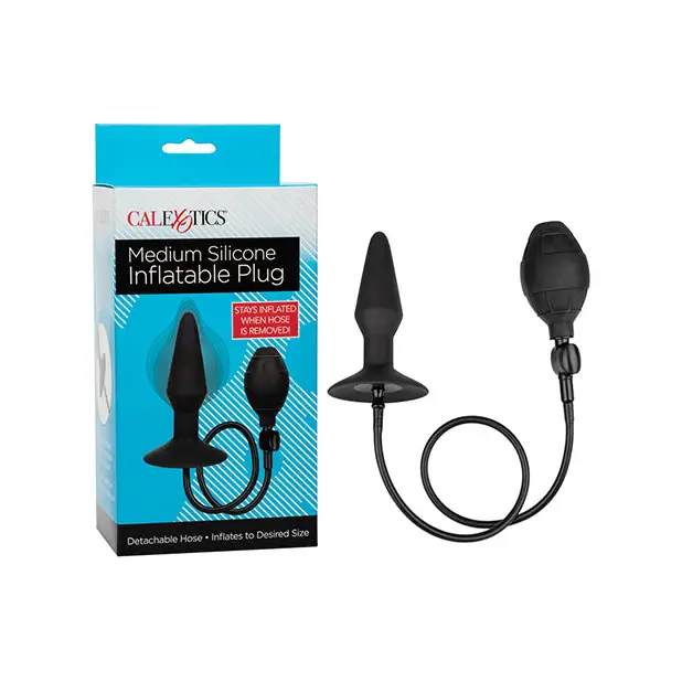 Medium Silicone Inflatable Plug - Black - Anal Products