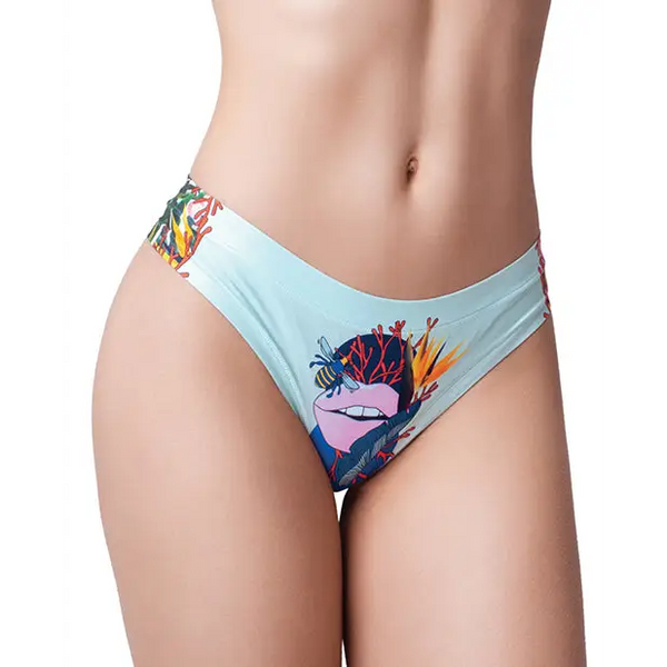 Mememe Botanic Panic Lips Printed Thong MD - Lingerie - Packaged