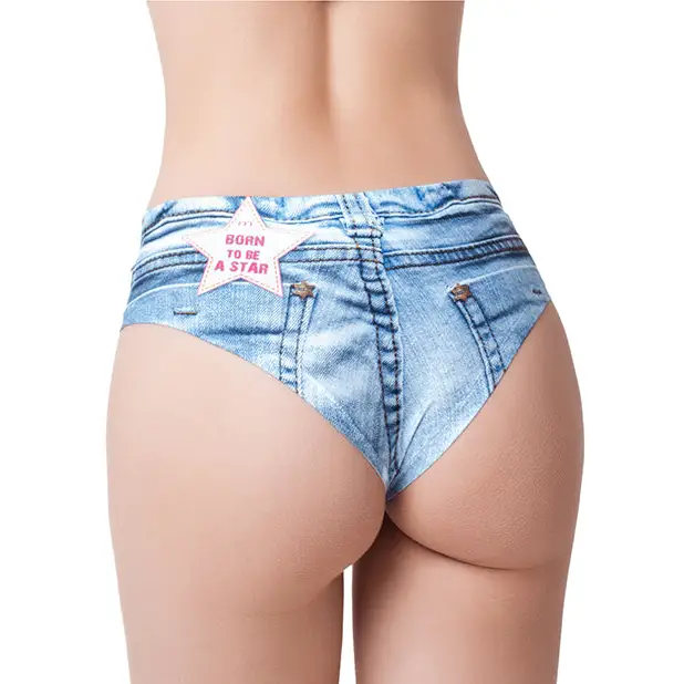 Mememe Denim Booty Jeans Light Printed Slip LG - Lingerie - Packaged