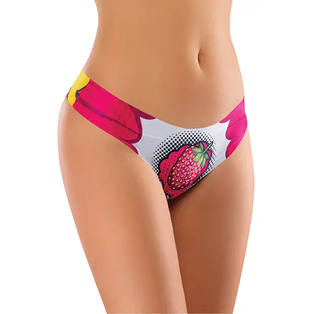 Mememe Intrigue Kissberry Printed Thong SM - Lingerie - Hanging