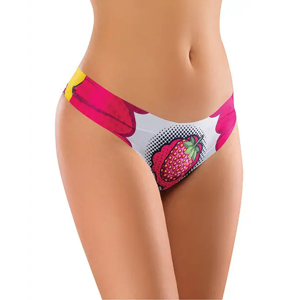Mememe Intrigue Kissberry Printed Thong XL - Lingerie - Hanging