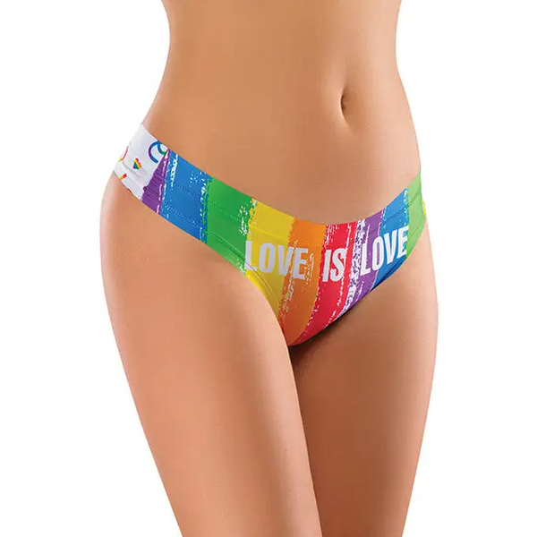 Mememe Pride Love Is Printed Thong SM - Lingerie - Hanging