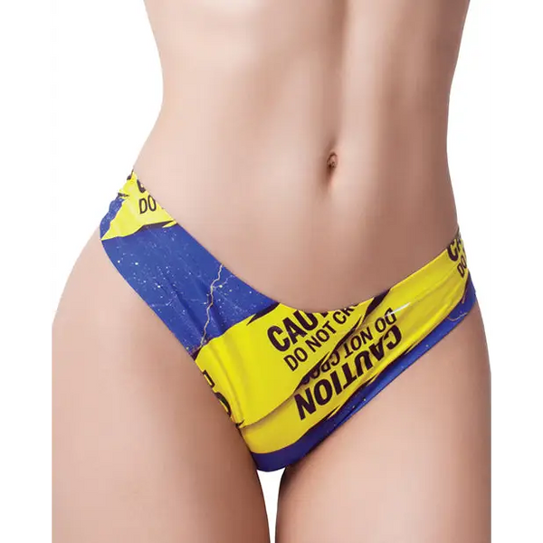 Mememe Urban Geeks Caution Printed Thong SM - Lingerie - Packaged