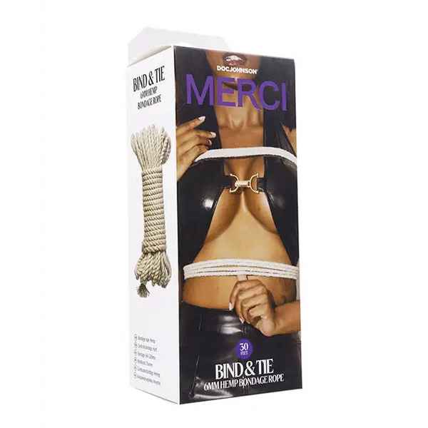 Merci Bind & Tie Hemp Bondage Rope - 30 ft Natural - Bondage Blindfolds & Restraints