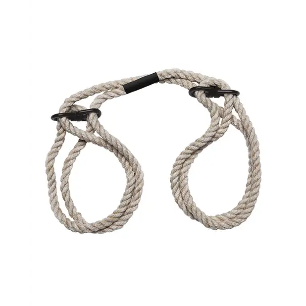 Merci Hogtie Bind & Tie Wrist or Ankle Cuffs - 6 mm Hemp Natural - Bondage Blindfolds & Restraints
