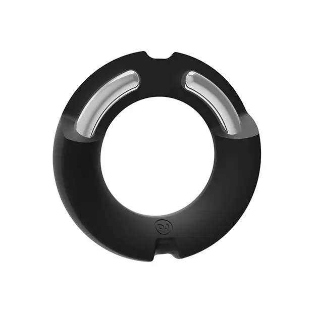 Merci Hybrid Silicone Covered Metal Cock Ring - 35 mm Black