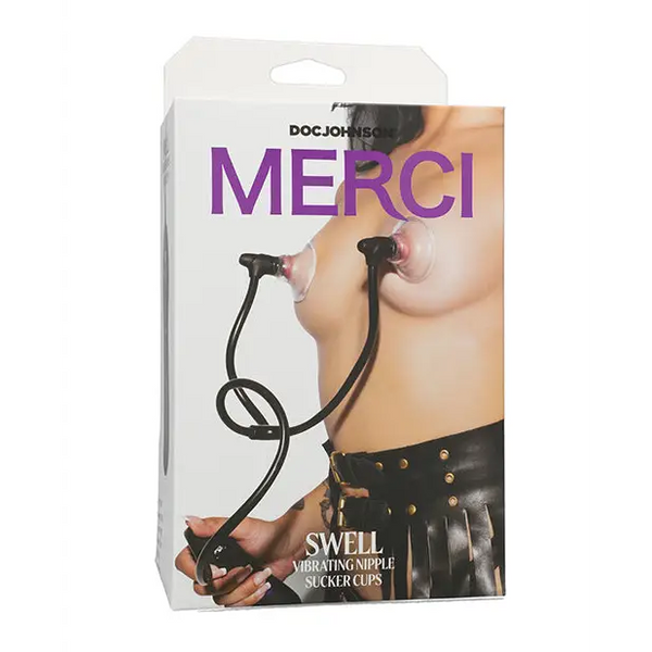 Merci Swell Vibrating Nipple Sucker Cups - Black - Stimulators