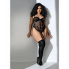 Mesh Bodysuit w/Gold Chain Detail Black 3X/4X - Lingerie - Plus/Queen - Packaged