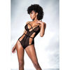Mesh Cut Out Strappy Bodysuit Black L/XL - Lingerie - Packaged