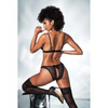 Mesh Cut Out Top & Crotchless Panty Black S/M - Lingerie - Packaged