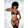 Mesh Cut Out Top & Crotchless Panty Black S/M - Lingerie - Packaged