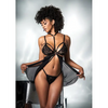 Mesh & Lace Two In One Teddy w/Detachable Skirt Black L/XL - Lingerie - Packaged