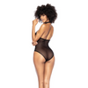Mesh & Wet Look Halter Bodysuit Black S/M - Lingerie - Packaged