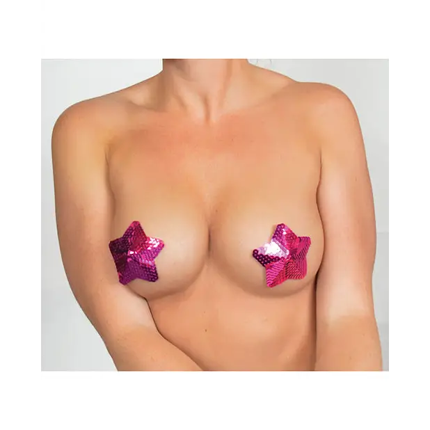 Minor Creations Sequin Star Pasties - Fuchsia - Lingerie - Packaged