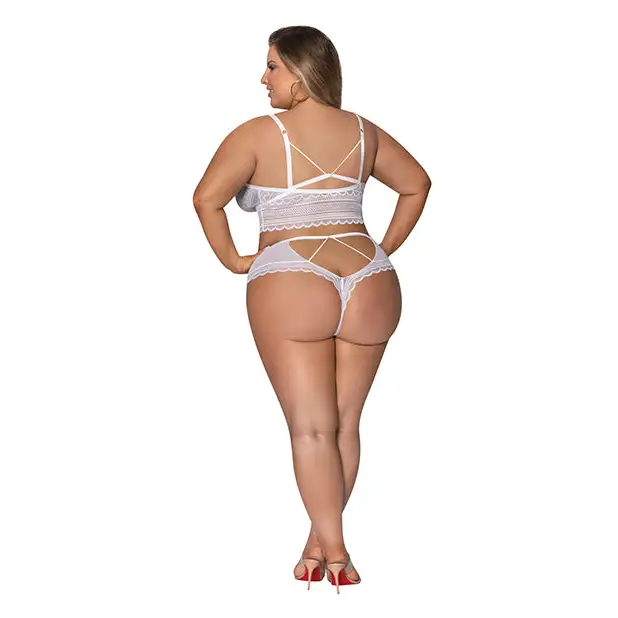 Modern Romance Bralette & Cheeky Hipster White 2X - Lingerie - Plus/Queen - Packaged