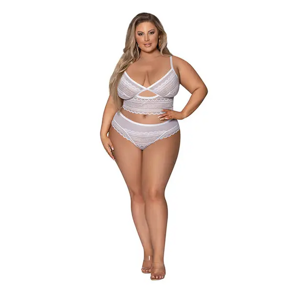 Modern Romance Bralette & Cheeky Hipster White 2X - Lingerie - Plus/Queen - Packaged