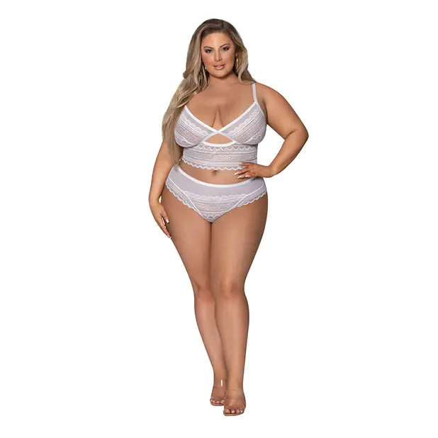 Modern Romance Bralette & Cheeky Hipster White 2X - Lingerie - Plus/Queen - Packaged