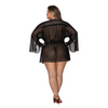 Modern Romance Flowing Short Robe Black 2X - Lingerie - Plus/Queen - Packaged