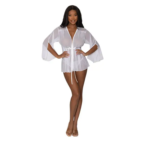 Modern Romance Flowing Short Robe White S/M - Lingerie - Packaged