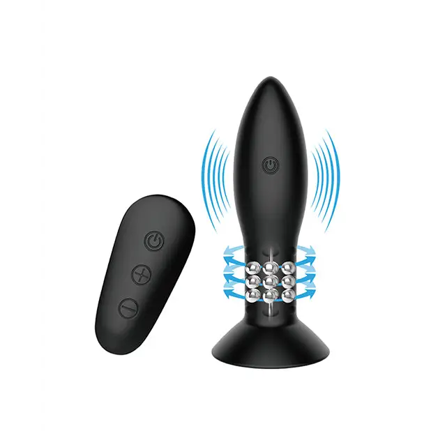 Mr. Play Rotating Bead Butt Plug - Black - Anal Products