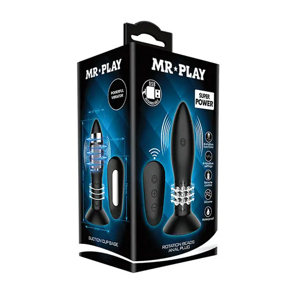 Mr. Play Rotating Bead Butt Plug - Black - Anal Products