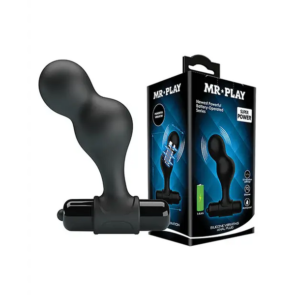 Mr. Play Silicone Anal Vibro Plug - Black - Anal Products