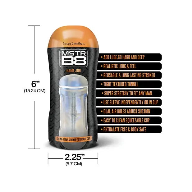 MSTR B8 Clear View Stroker - Clear - Dolls & Masturbators