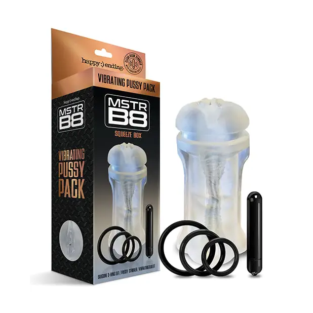 MSTR B8 Squeeze Vibrating Pussy Pack - Kit of 5 Clear - Dolls & Masturbators
