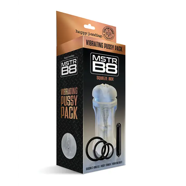 MSTR B8 Squeeze Vibrating Pussy Pack - Kit of 5 Clear - Dolls & Masturbators