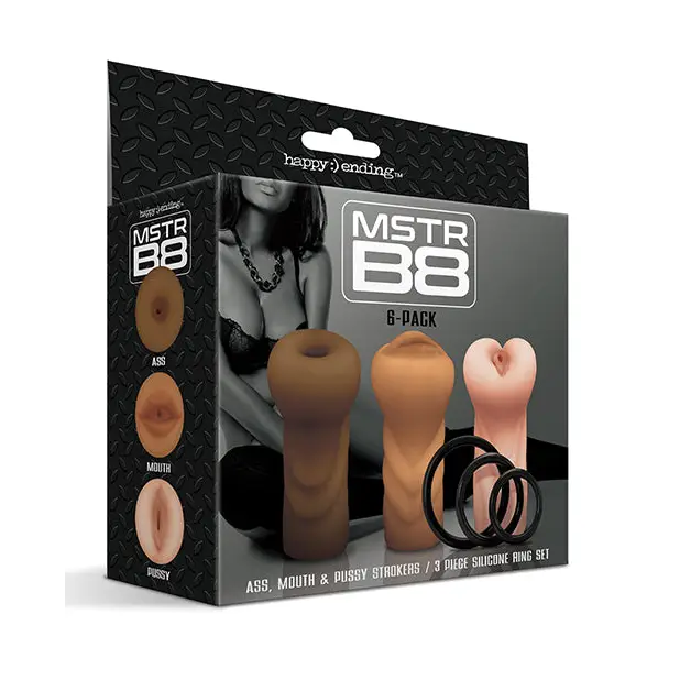 MSTR B8 Stroker Set w/C-Rings - Assorted Pack of 3 - Dolls & Masturbators