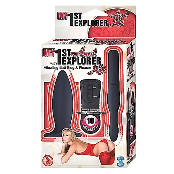 My 1st Anal Explorer Kit Vibrating Butt Plug and Please - Black - Anal Products