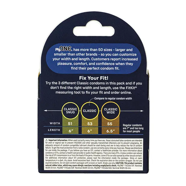 My One Classic Sampler Condoms - Pack of 3 - Condoms