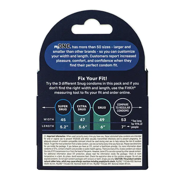 My One Snug Sampler Condoms - Pack of 3 - Condoms