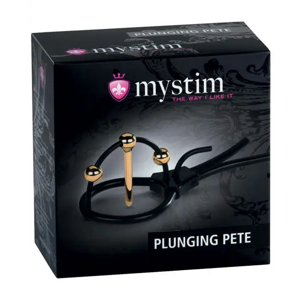 Mystim Plunging Pete w/Corona Strap & Urethral Sound - Black/Gold - Stimulators