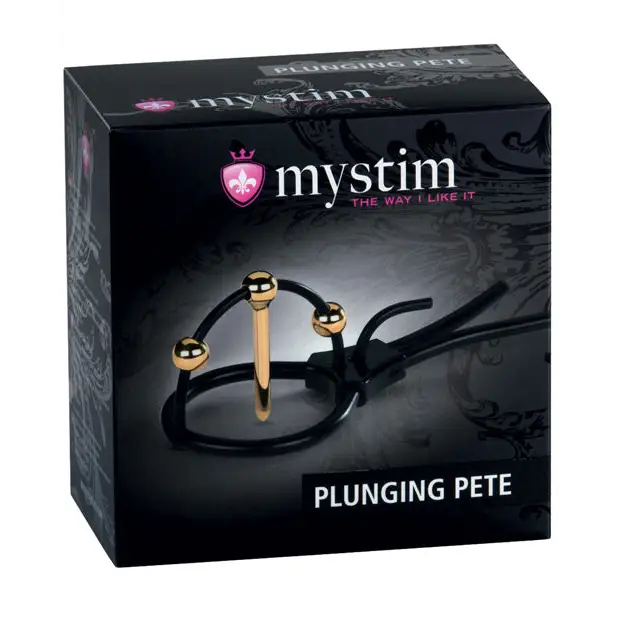 Mystim Plunging Pete w/Corona Strap & Urethral Sound - Black/Gold - Stimulators
