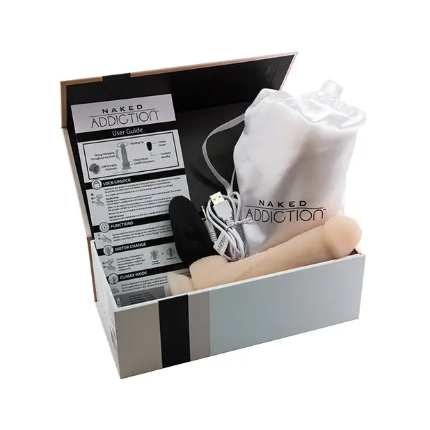 Naked Addiction 7’’ Rotating & Vibrating Dong w/Remote - Flesh - Dongs & Dildos