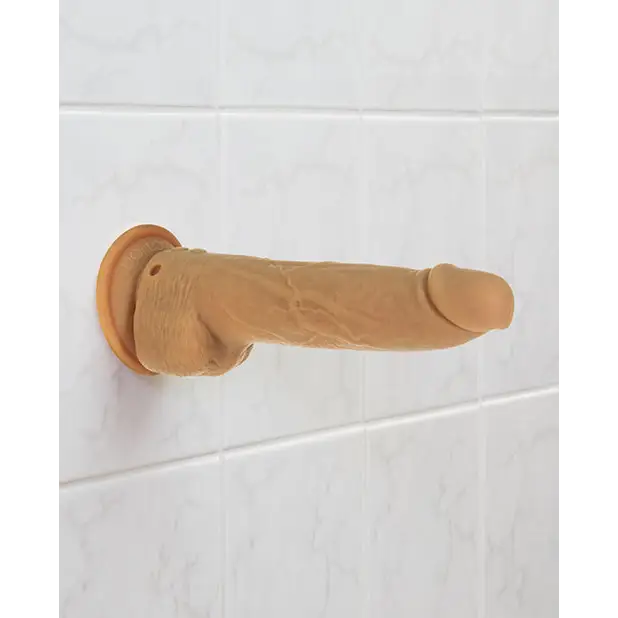 Naked Addiction 9’’ Thrusting Dong w/Remote - Caramel - Dongs & Dildos