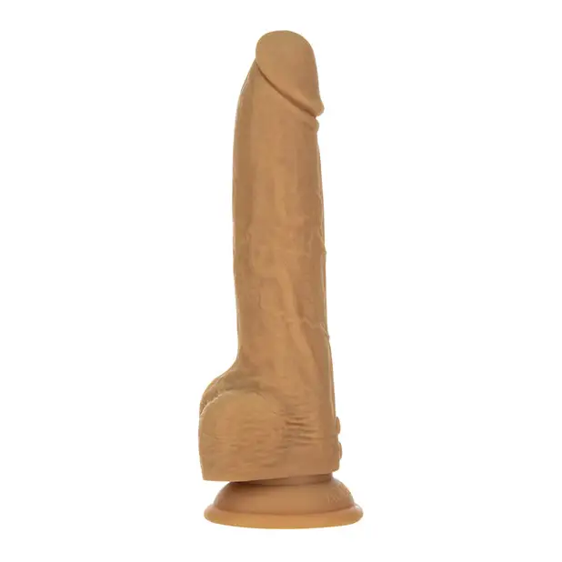 Naked Addiction 9’’ Thrusting Dong w/Remote - Caramel - Dongs & Dildos