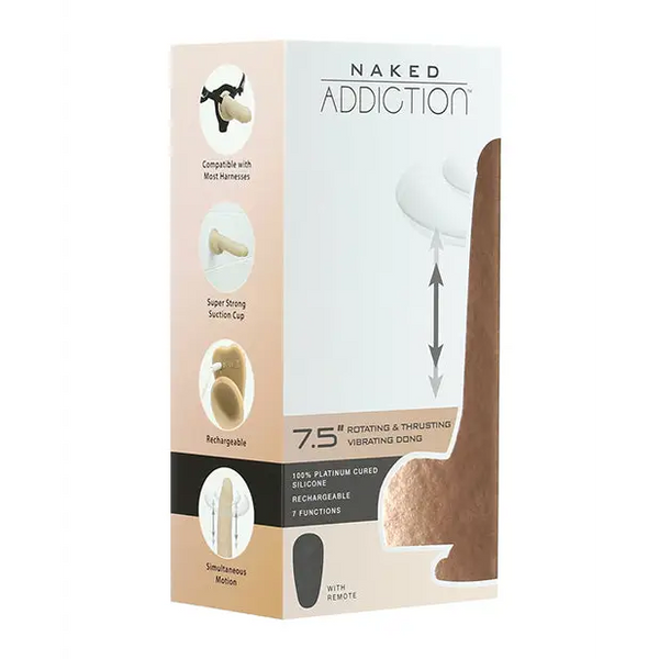 Naked Addiction The Freak 7.5’’ Rotating & Thrusting Vibrating Dong - Ivory - Dongs & Dildos