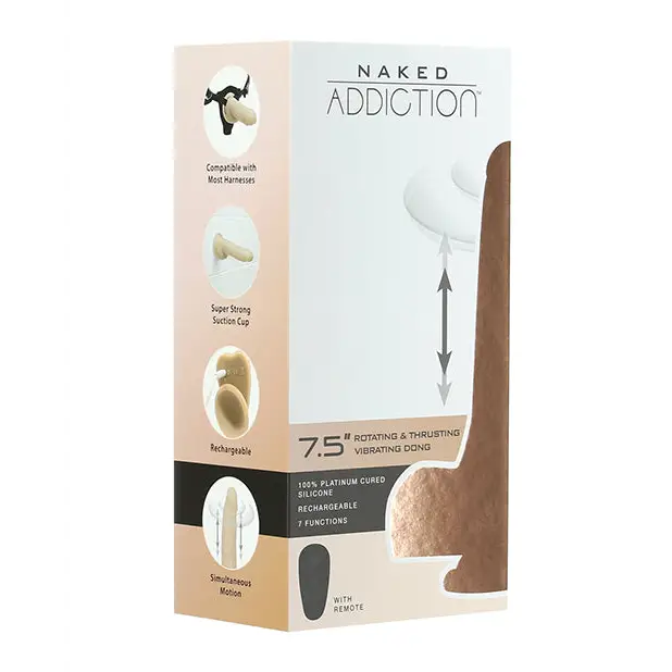Naked Addiction The Freak 7.5’’ Rotating & Thrusting Vibrating Dong - Ivory - Dongs & Dildos
