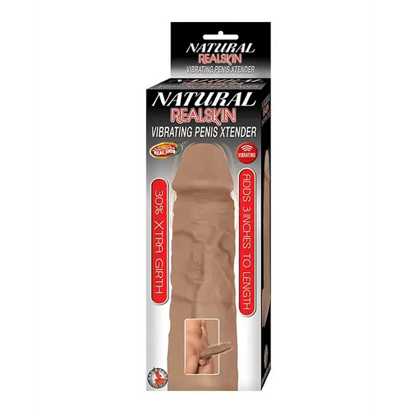 Natural Realskin Vibrating Penis Xtender - Brown - Penis Enhancement