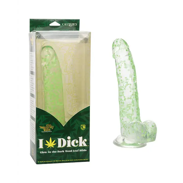 Naughty Bits I Leaf Dick Glow In The Dark Weed Leaf Dildo - Dongs & Dildos