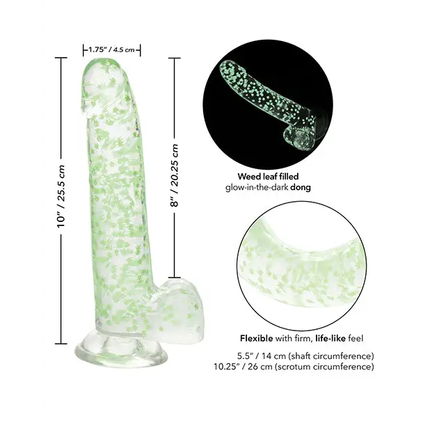 Naughty Bits I Leaf Dick Glow In The Dark Weed Leaf Dildo - Dongs & Dildos